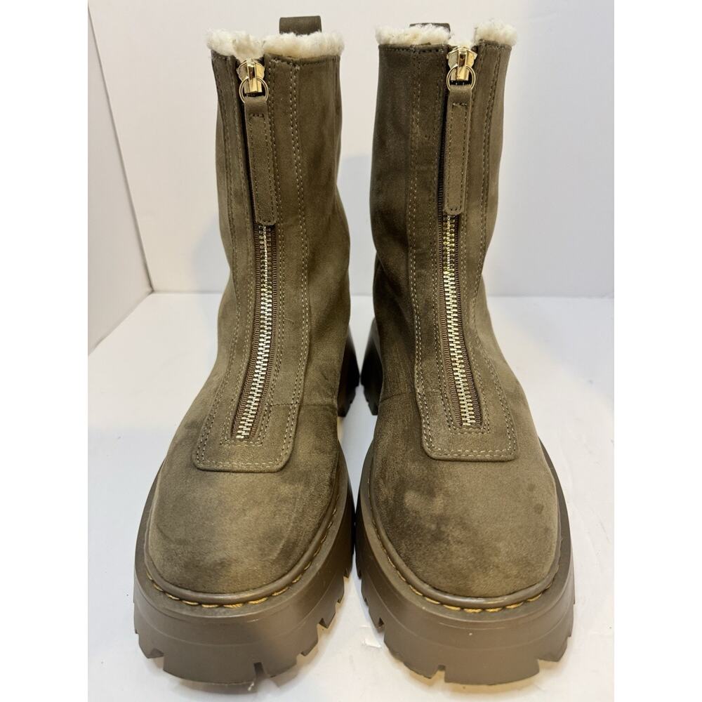 Warm-Lined Boots H&M Women’s Olive Suede Lug Sole EU 38/US 7.5 - Picture 3 of 13